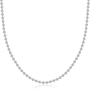 PORI JEWELERS 925 Sterling Silver 3mm, 4mm, 5mm Moon Cut Bead Chain Necklace - Made in Italy - Yellow, Silver