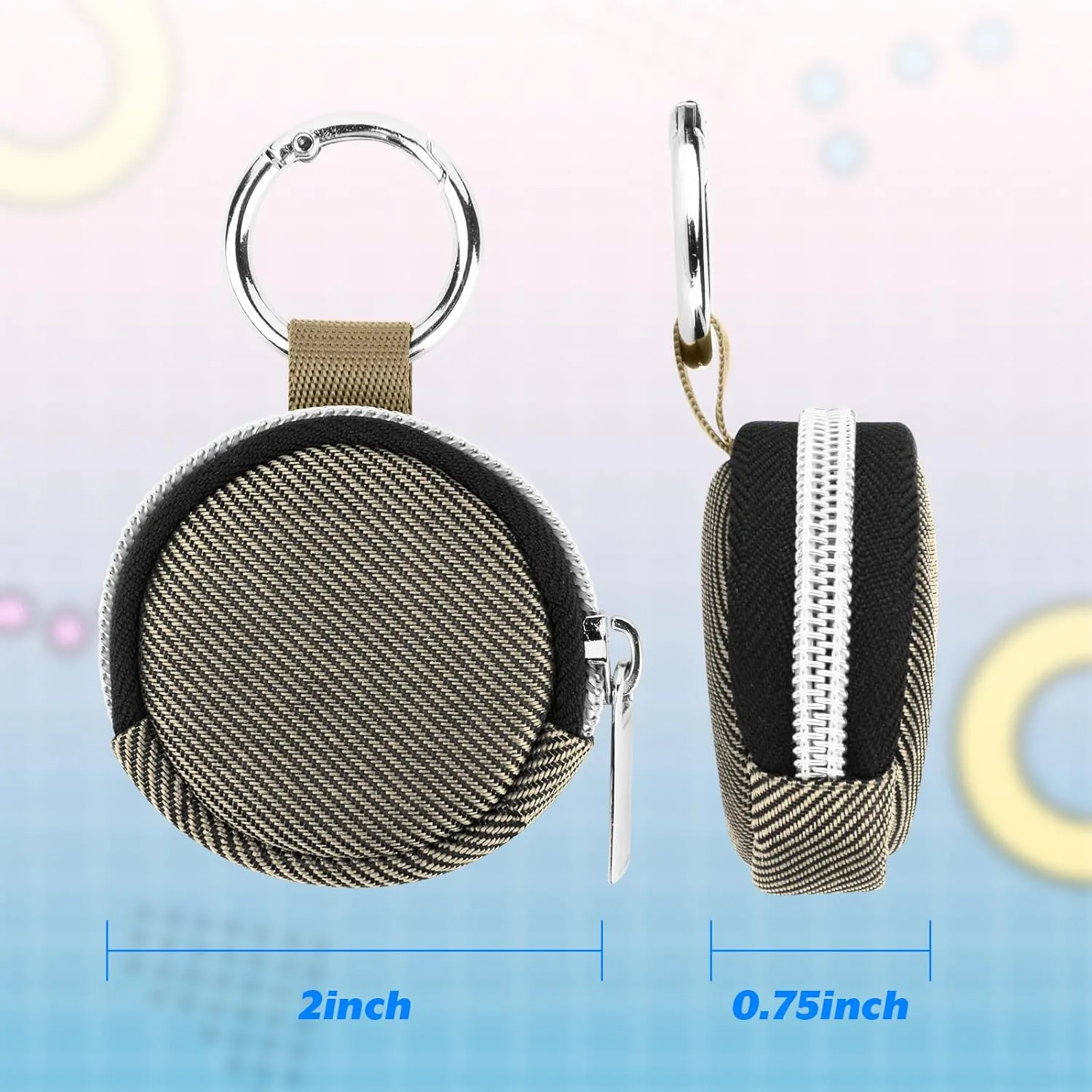 Portable Ring Organizer Case with Keychain, Traveling Ring Holder Storage Bag, Anti-Lost Keychain Container for Rings, Jewelry (1, Golden)