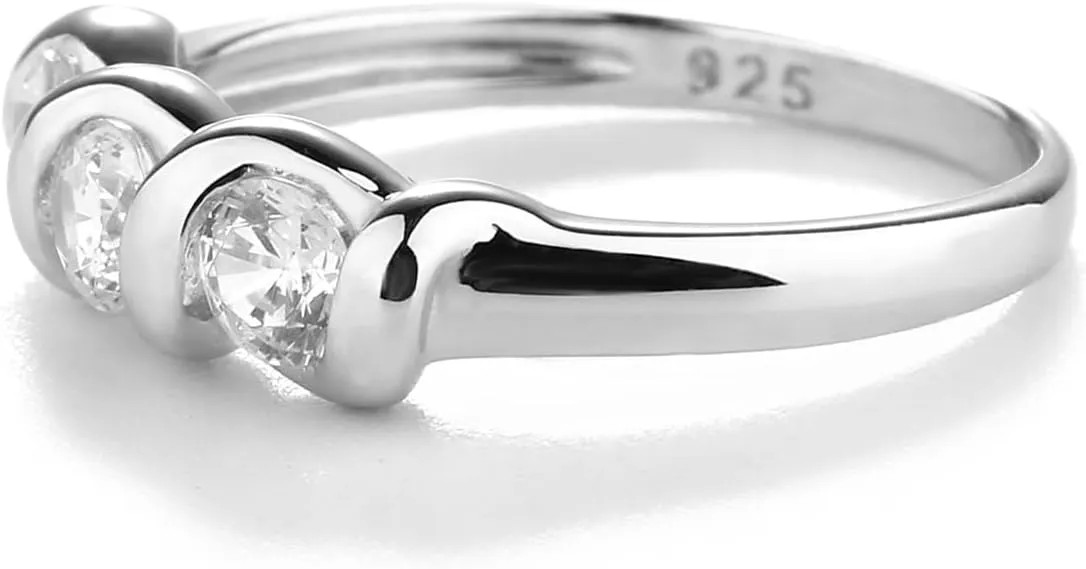 Precious Pieces Sterling Silver CZ Baby Ring with Twisted Band