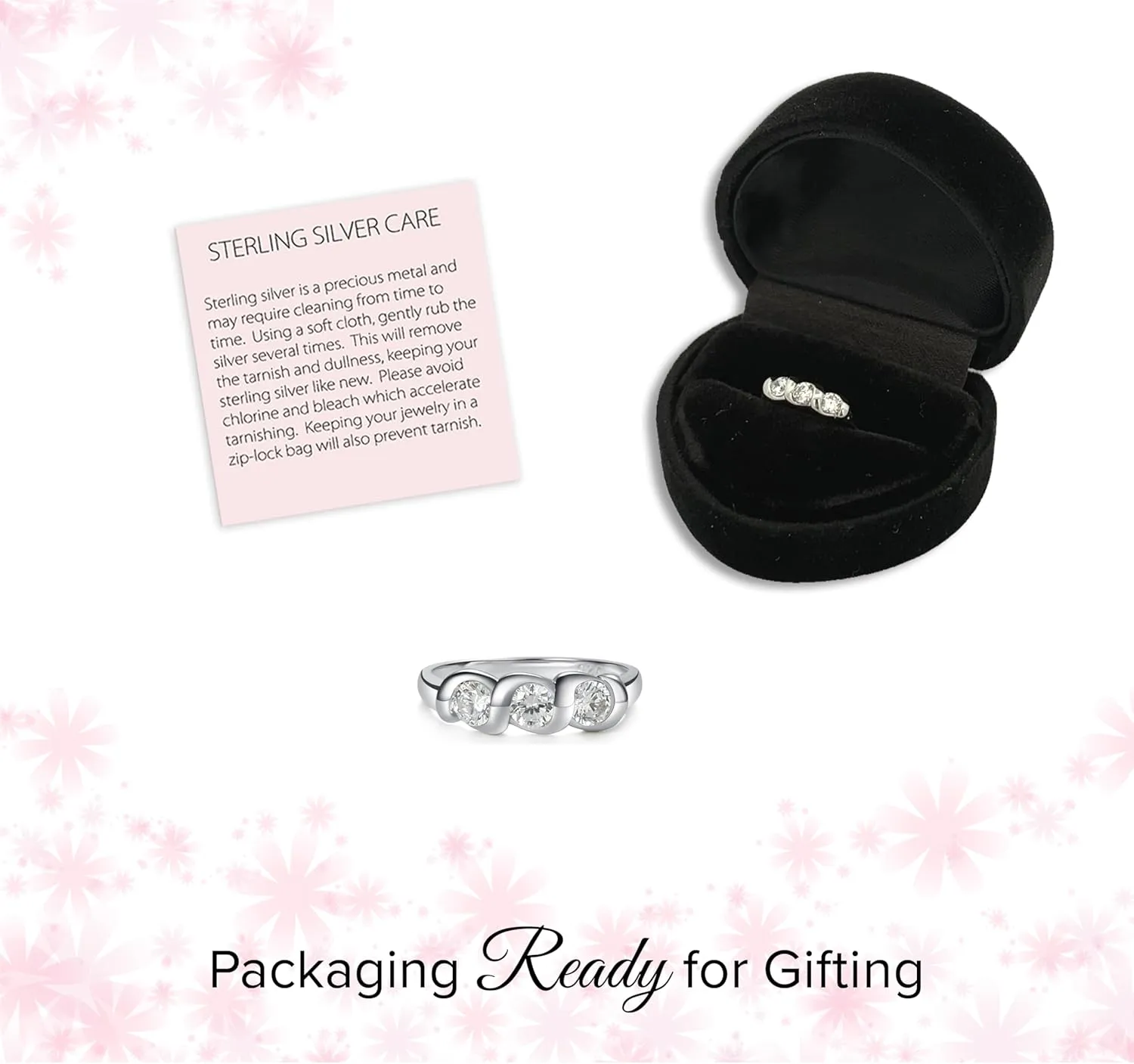 Precious Pieces Sterling Silver CZ Baby Ring with Twisted Band