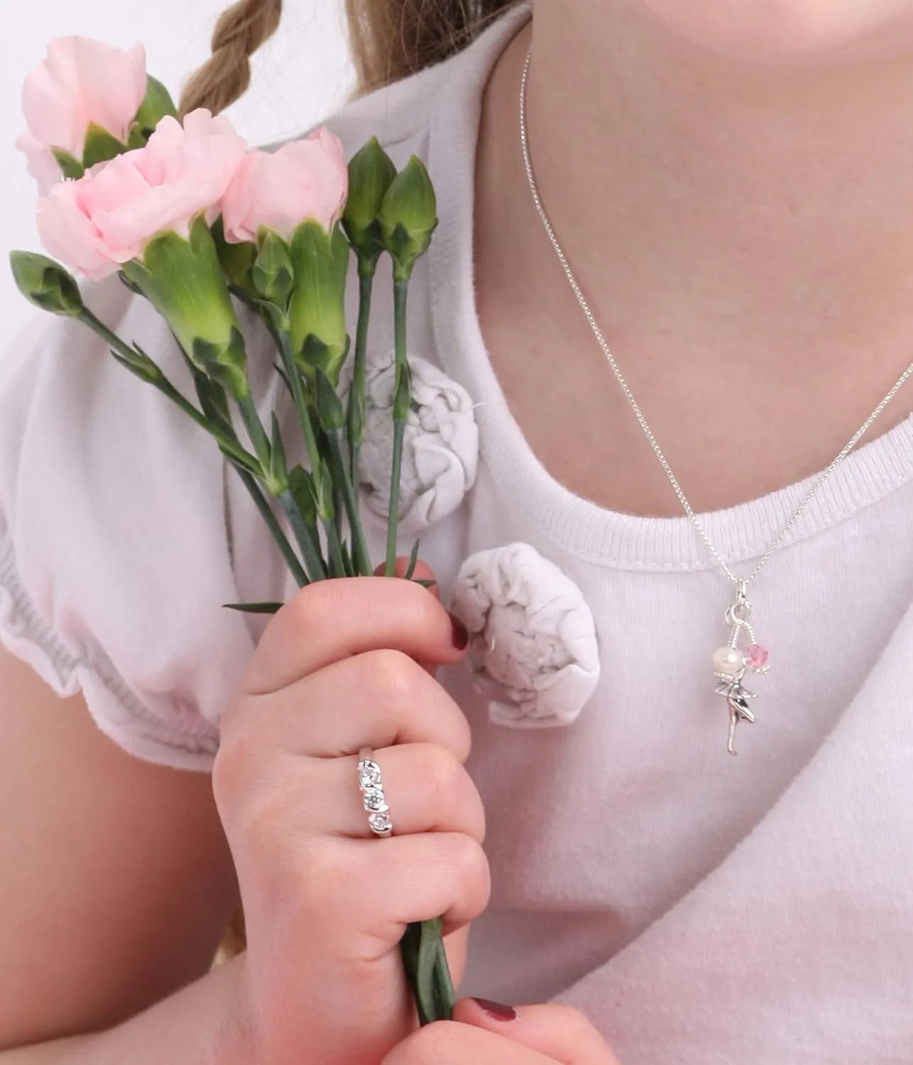 Precious Pieces Sterling Silver CZ Baby Ring with Twisted Band