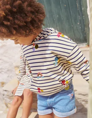 Printed Hoodie-Stripe Rainbow Clouds