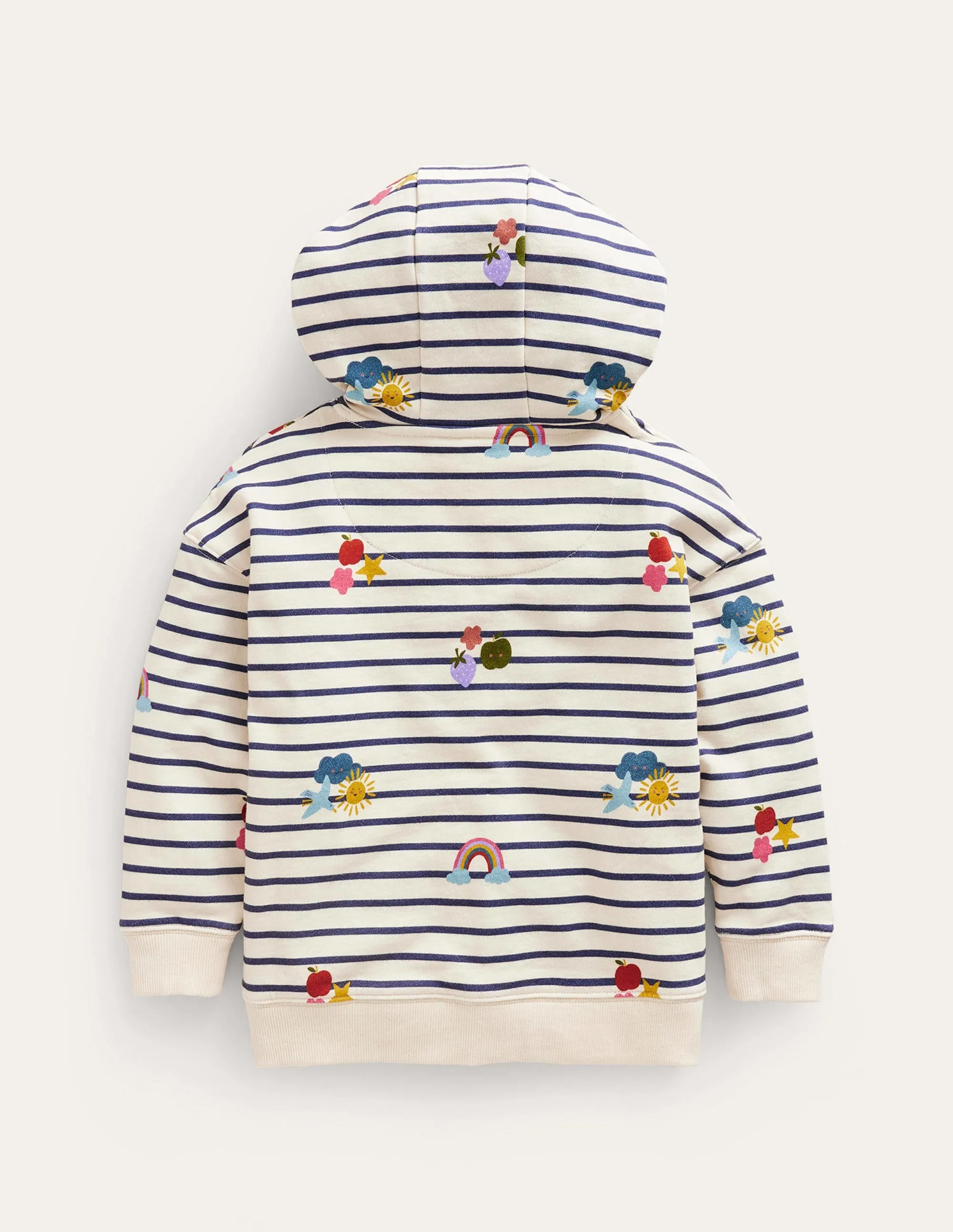 Printed Hoodie-Stripe Rainbow Clouds