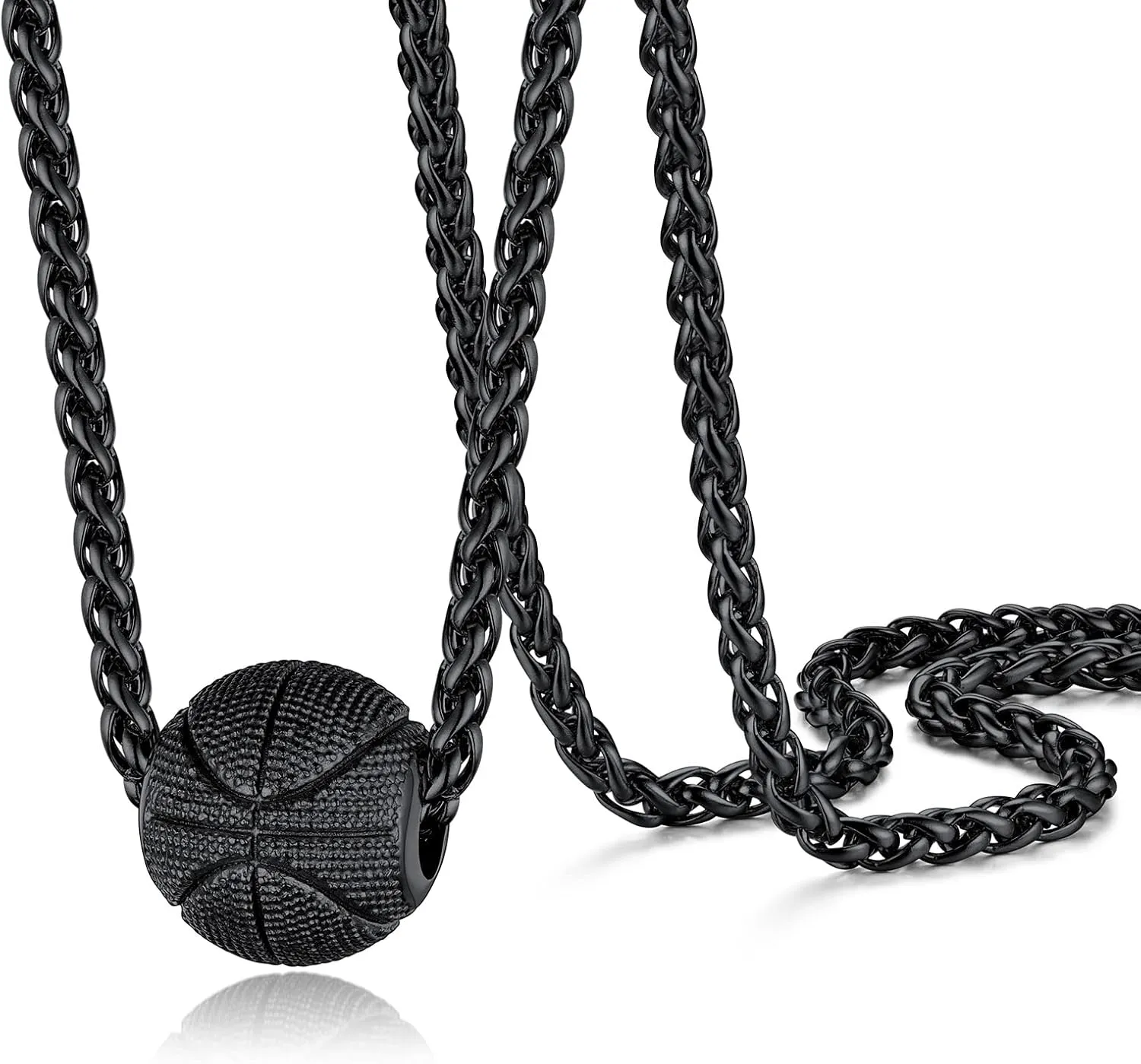 PROSTEEL 316L Stainless Steel 3D Football/Basketball/Volleyball/Baseball/Rugby Ball Cool Necklaces for Men, Sports Players Favors Jewelry, 22inch, Come with Box