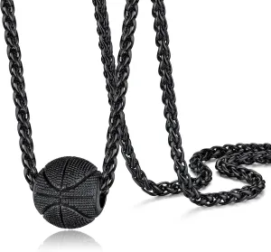 PROSTEEL 316L Stainless Steel 3D Football/Basketball/Volleyball/Baseball/Rugby Ball Cool Necklaces for Men, Sports Players Favors Jewelry, 22inch, Come with Box