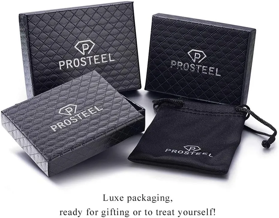 PROSTEEL Stylish Initial Necklace, Capital Letter Necklace A to Z, Silver/Gold/Black Tone, Customize Text Available, Box Chain 20-22 inch Adjustable