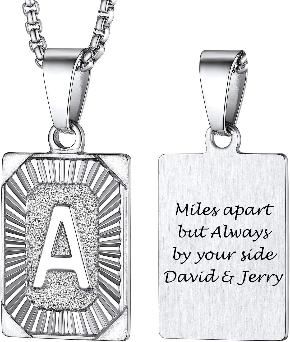 PROSTEEL Stylish Initial Necklace, Capital Letter Necklace A to Z, Silver/Gold/Black Tone, Customize Text Available, Box Chain 20-22 inch Adjustable
