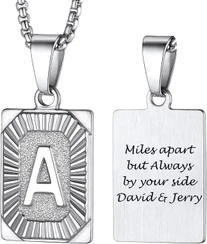 PROSTEEL Stylish Initial Necklace, Capital Letter Necklace A to Z, Silver/Gold/Black Tone, Customize Text Available, Box Chain 20-22 inch Adjustable