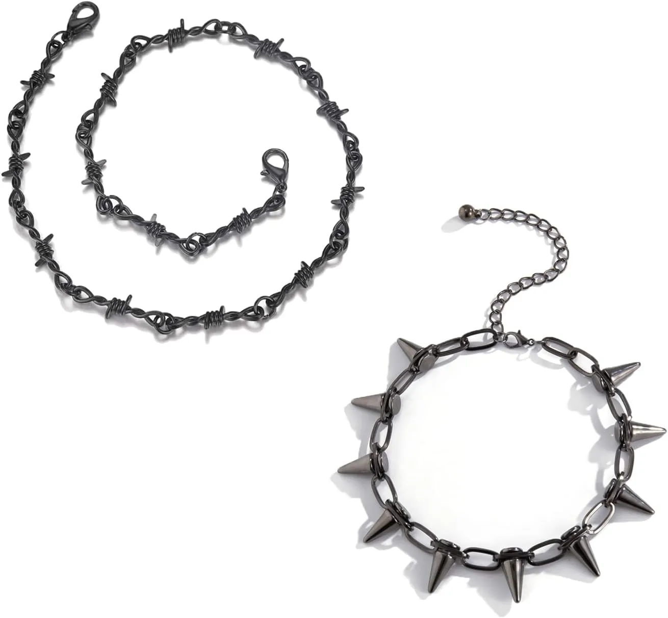 Punk Black Barbed Wire Chain Necklace for Women Men Gothic Spike Taper Choker Necklaces Adjustable Emo Eboy Jewelry Gift