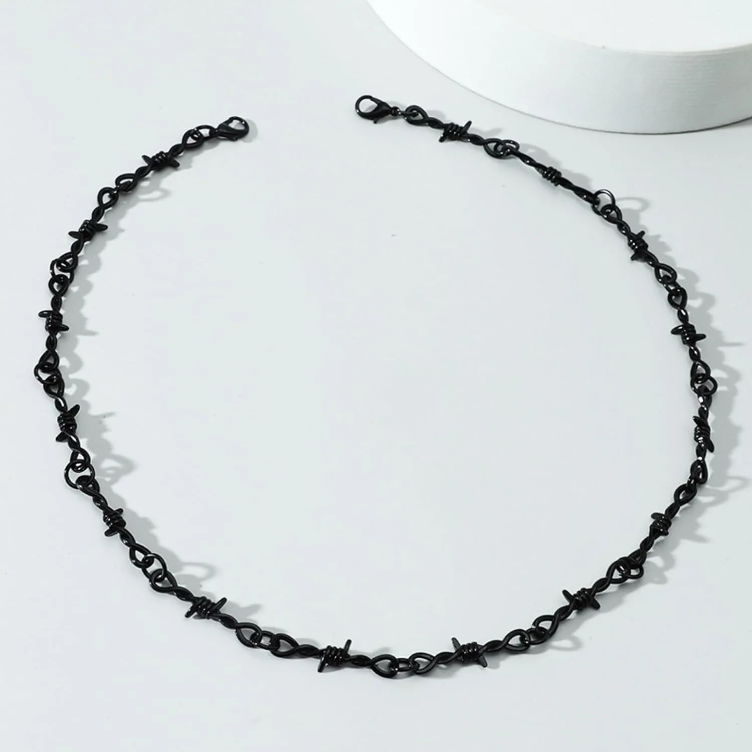 Punk Black Barbed Wire Chain Necklace for Women Men Gothic Spike Taper Choker Necklaces Adjustable Emo Eboy Jewelry Gift