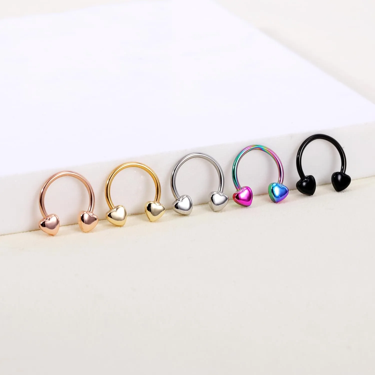 PunkTracker 16G Septum Rings Star Heart Septum Jewelry Surgical Steel Horseshoe Nose Rings Eyebrow Lip Navel Belly Nipple Piercing Rings Helix Tragus Daith Rook Earrings