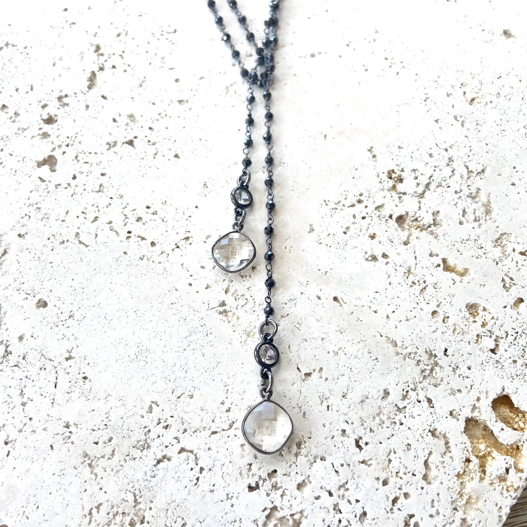 Pyrite Lariat Wrap Necklace