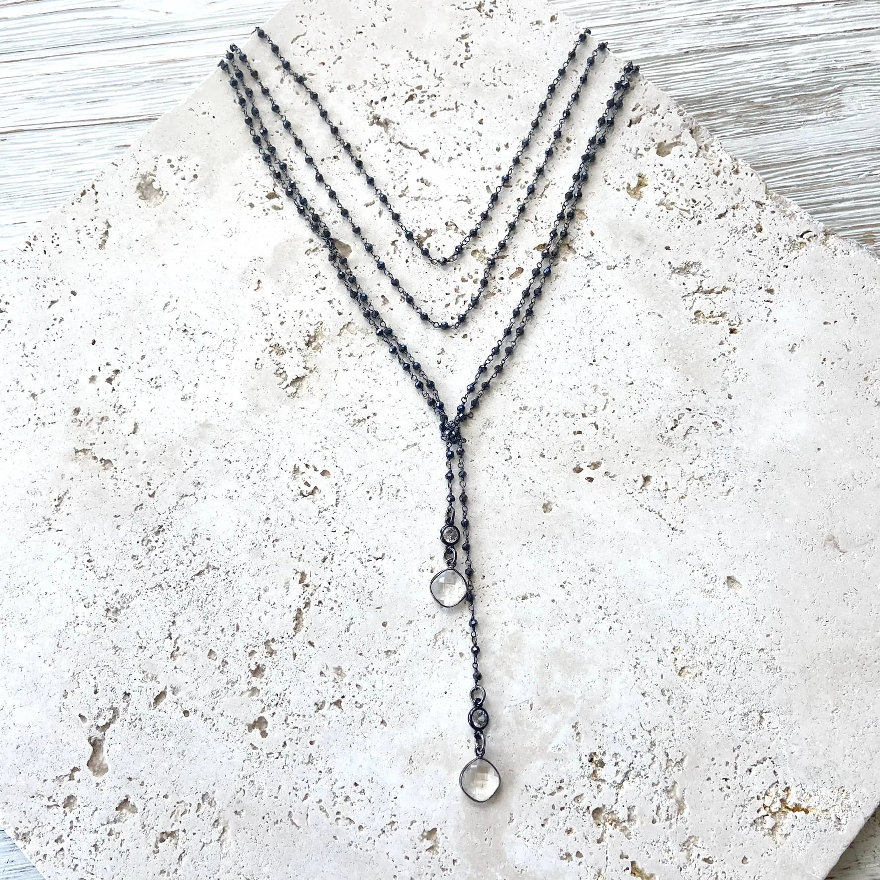 Pyrite Lariat Wrap Necklace
