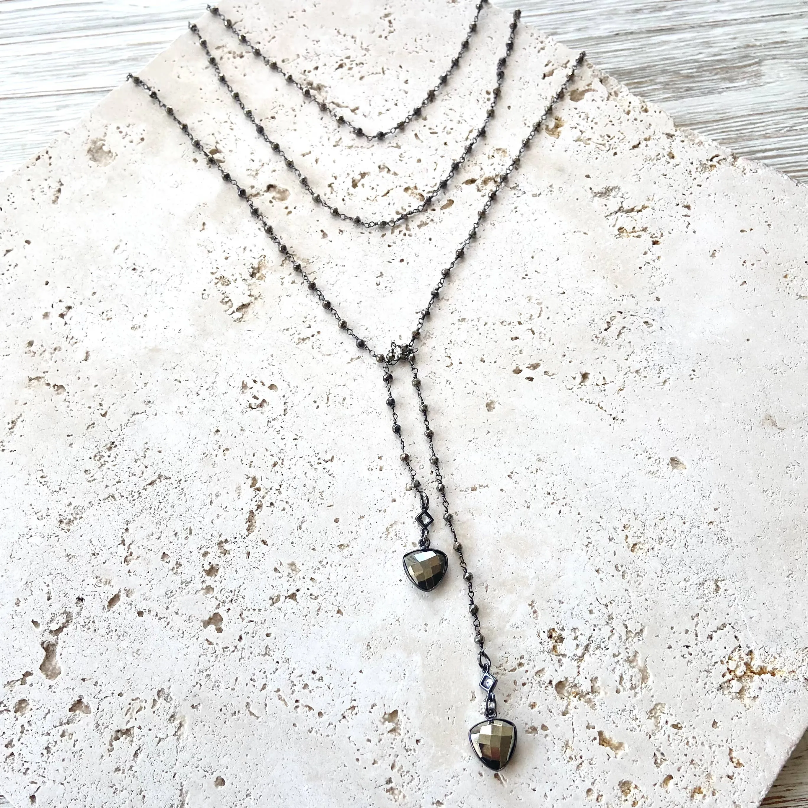 Pyrite Lariat Wrap Necklace