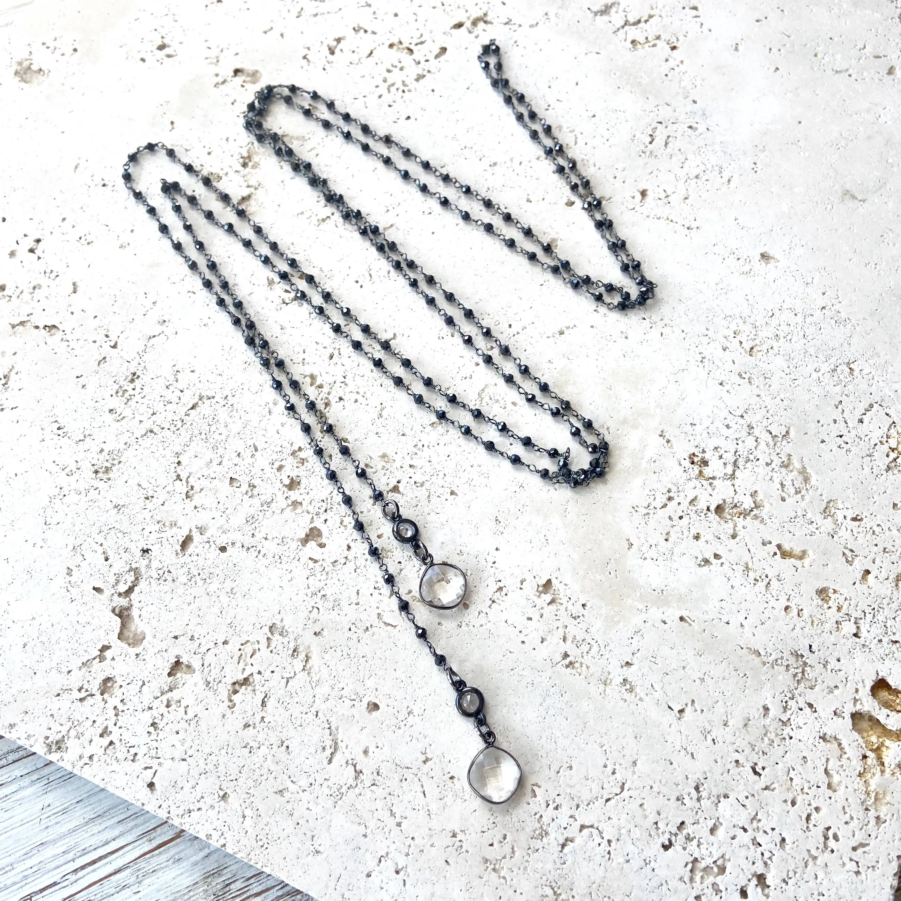 Pyrite Lariat Wrap Necklace