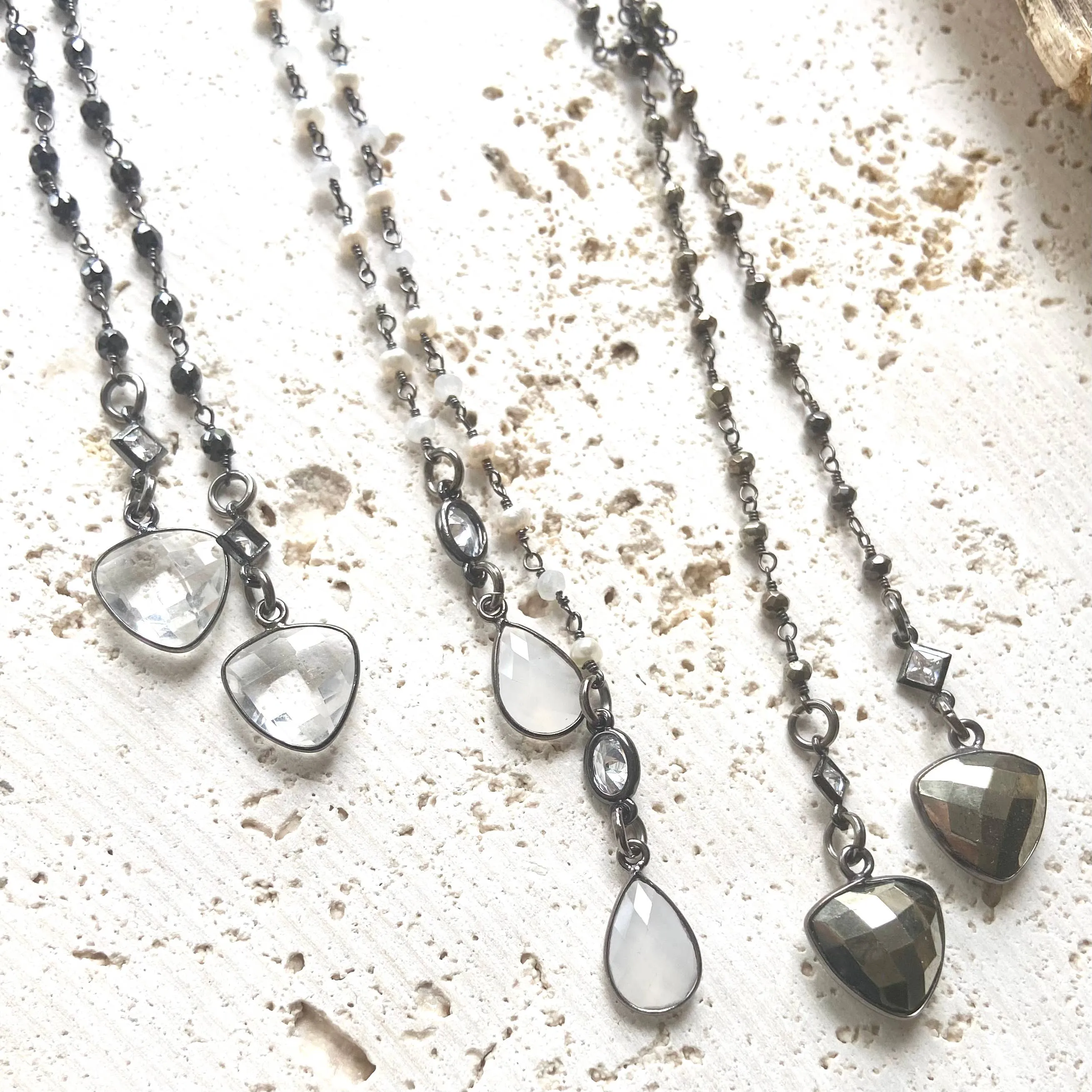 Pyrite Lariat Wrap Necklace