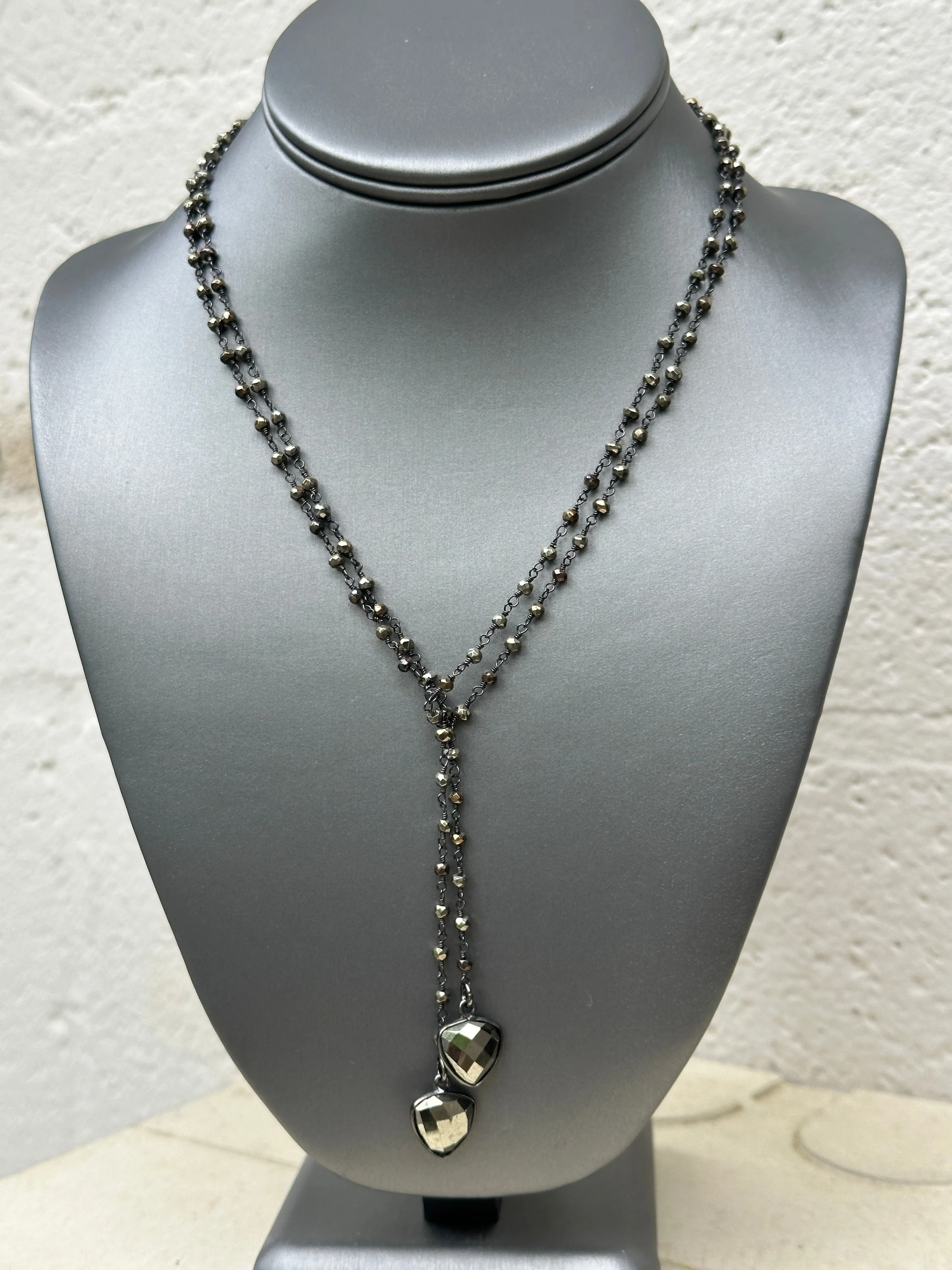 Pyrite Lariat Wrap Necklace