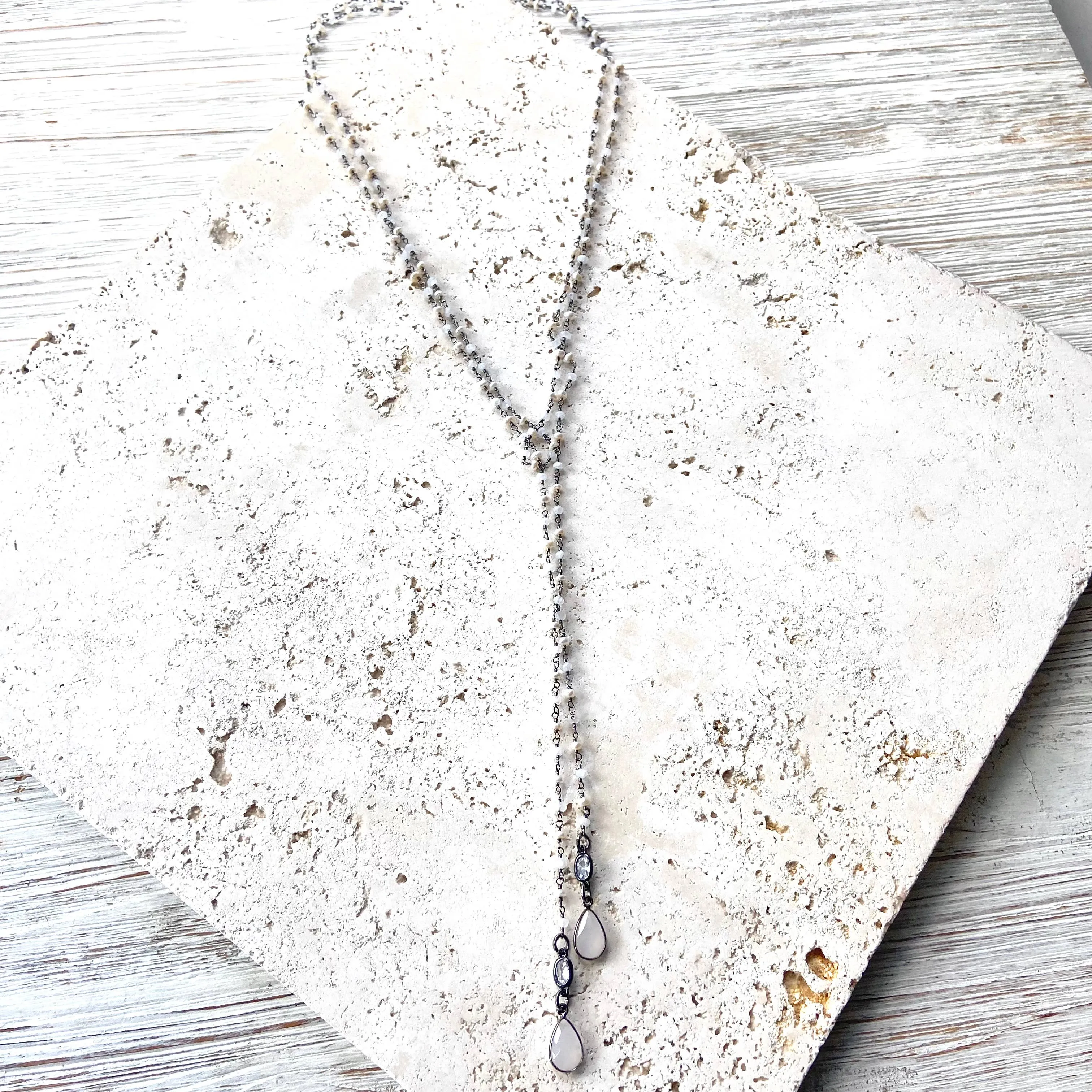 Pyrite Lariat Wrap Necklace
