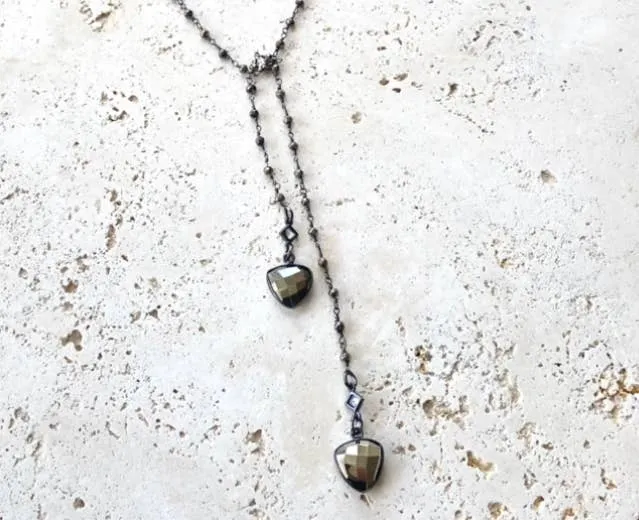 Pyrite Lariat Wrap Necklace