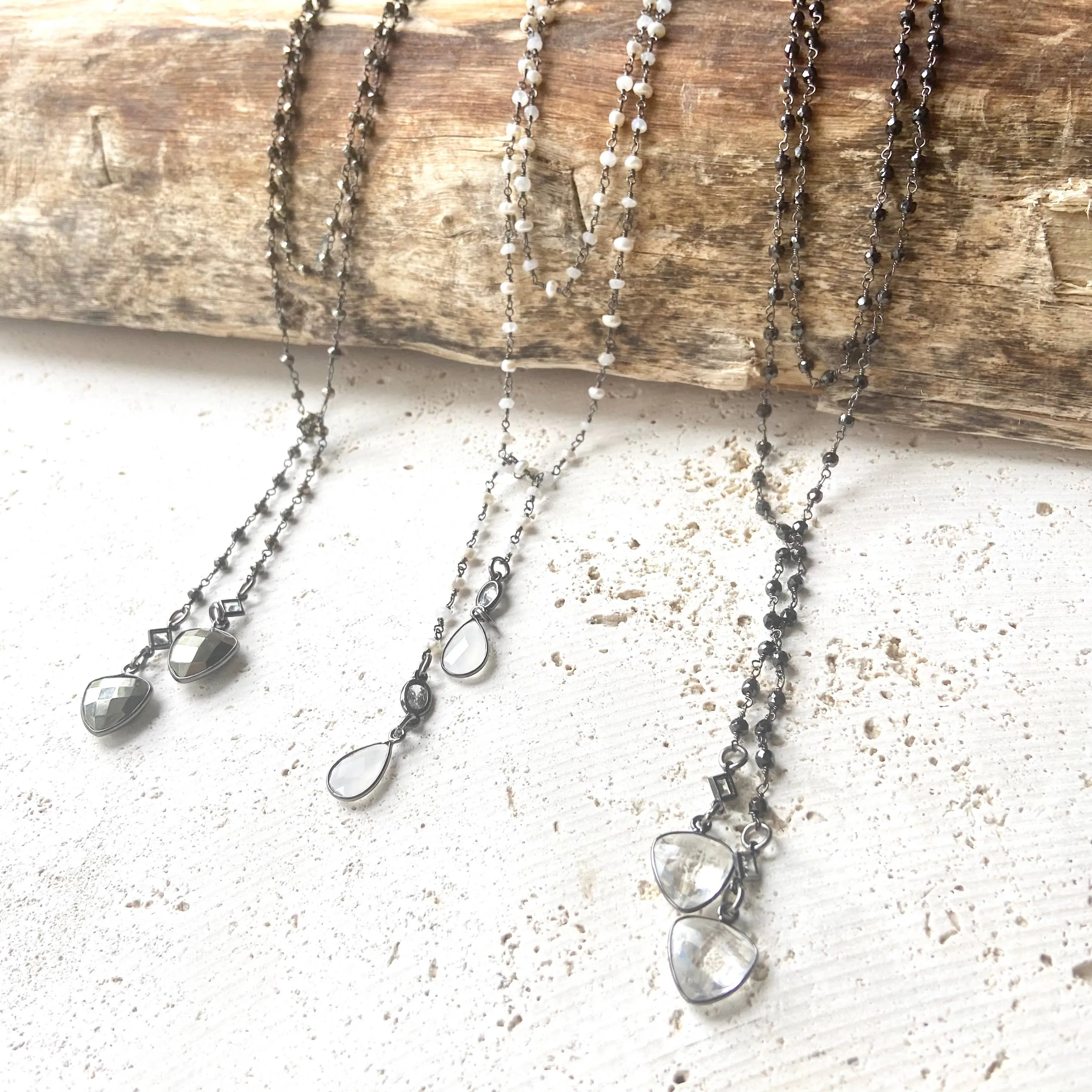 Pyrite Lariat Wrap Necklace