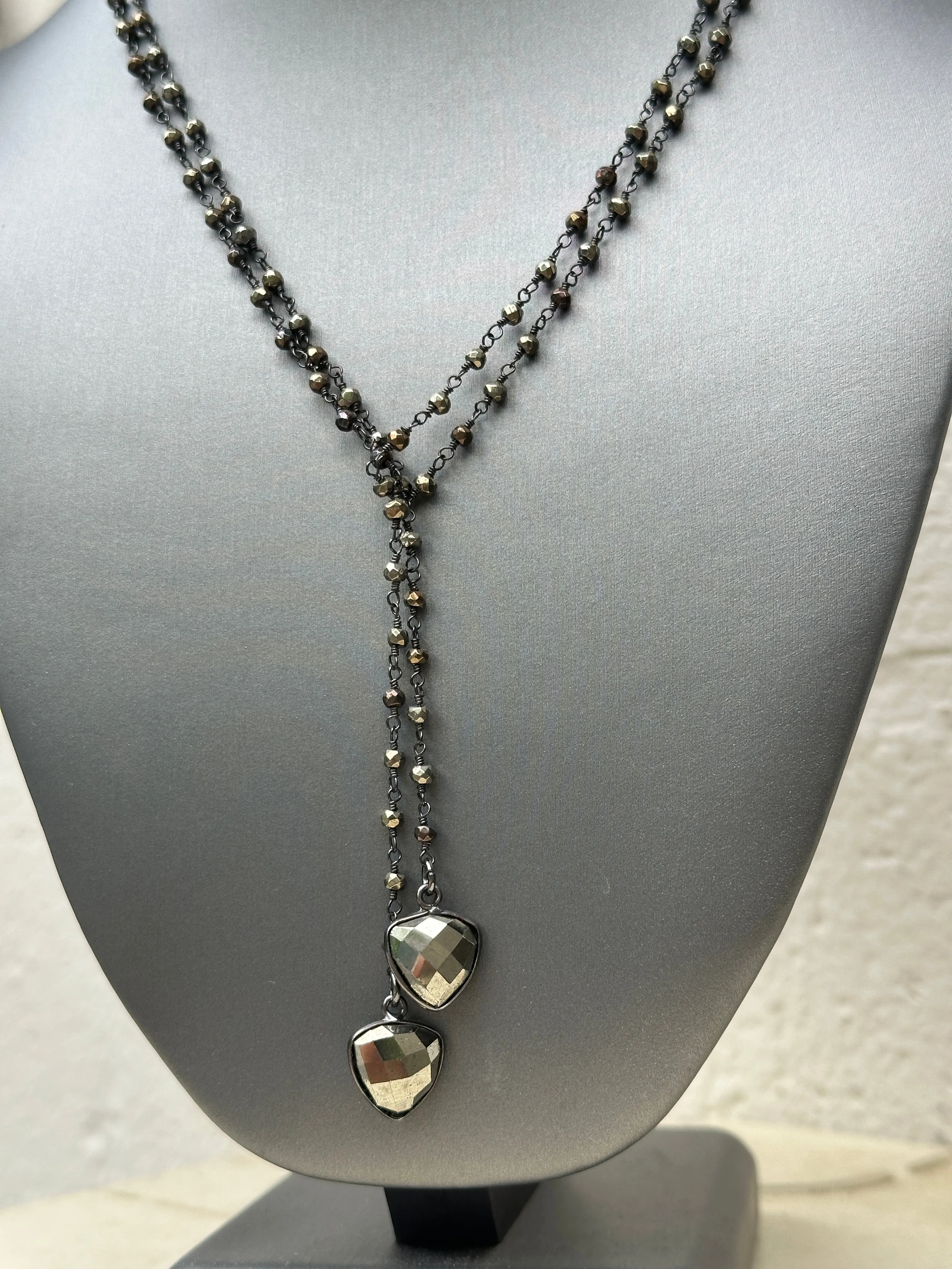 Pyrite Lariat Wrap Necklace