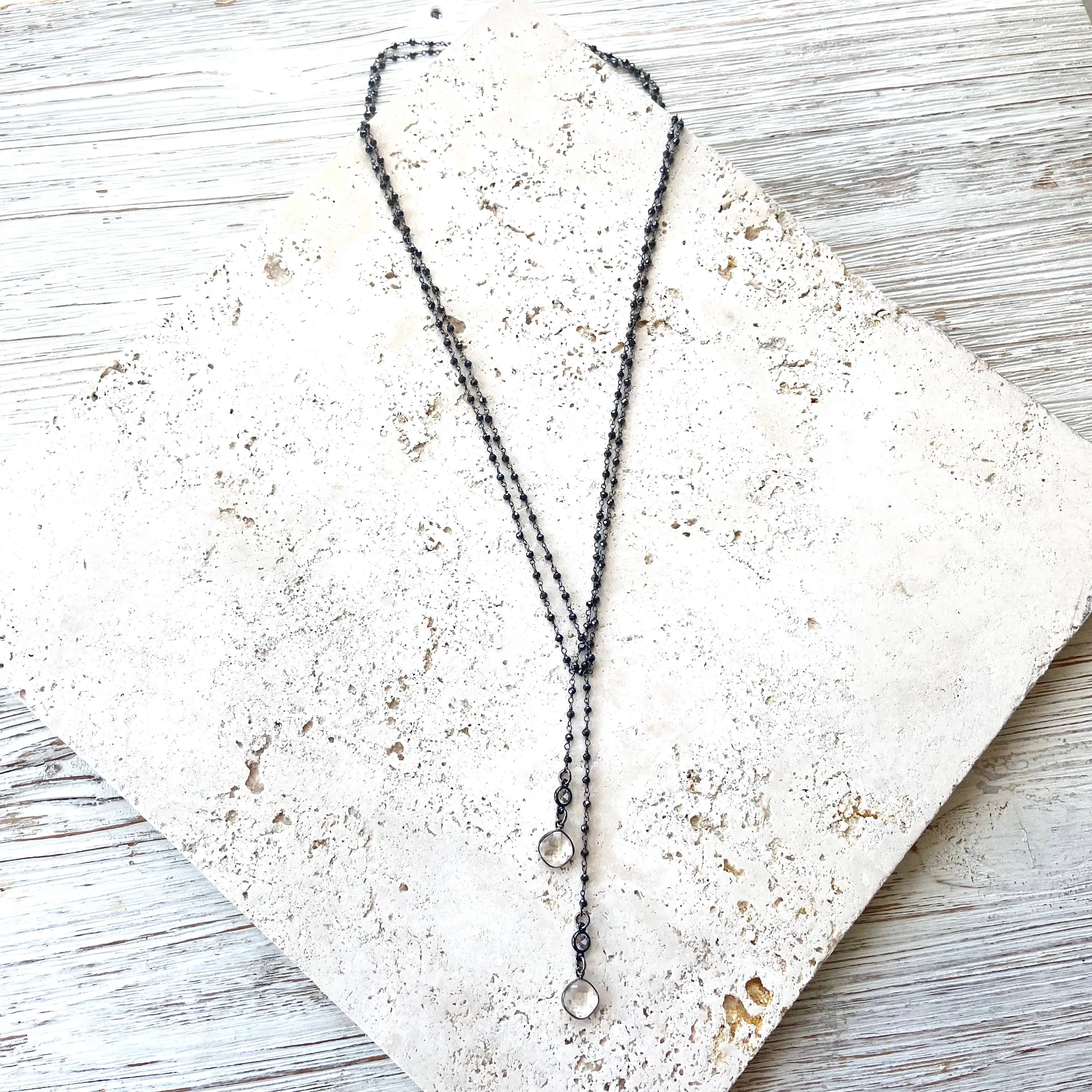 Pyrite Lariat Wrap Necklace