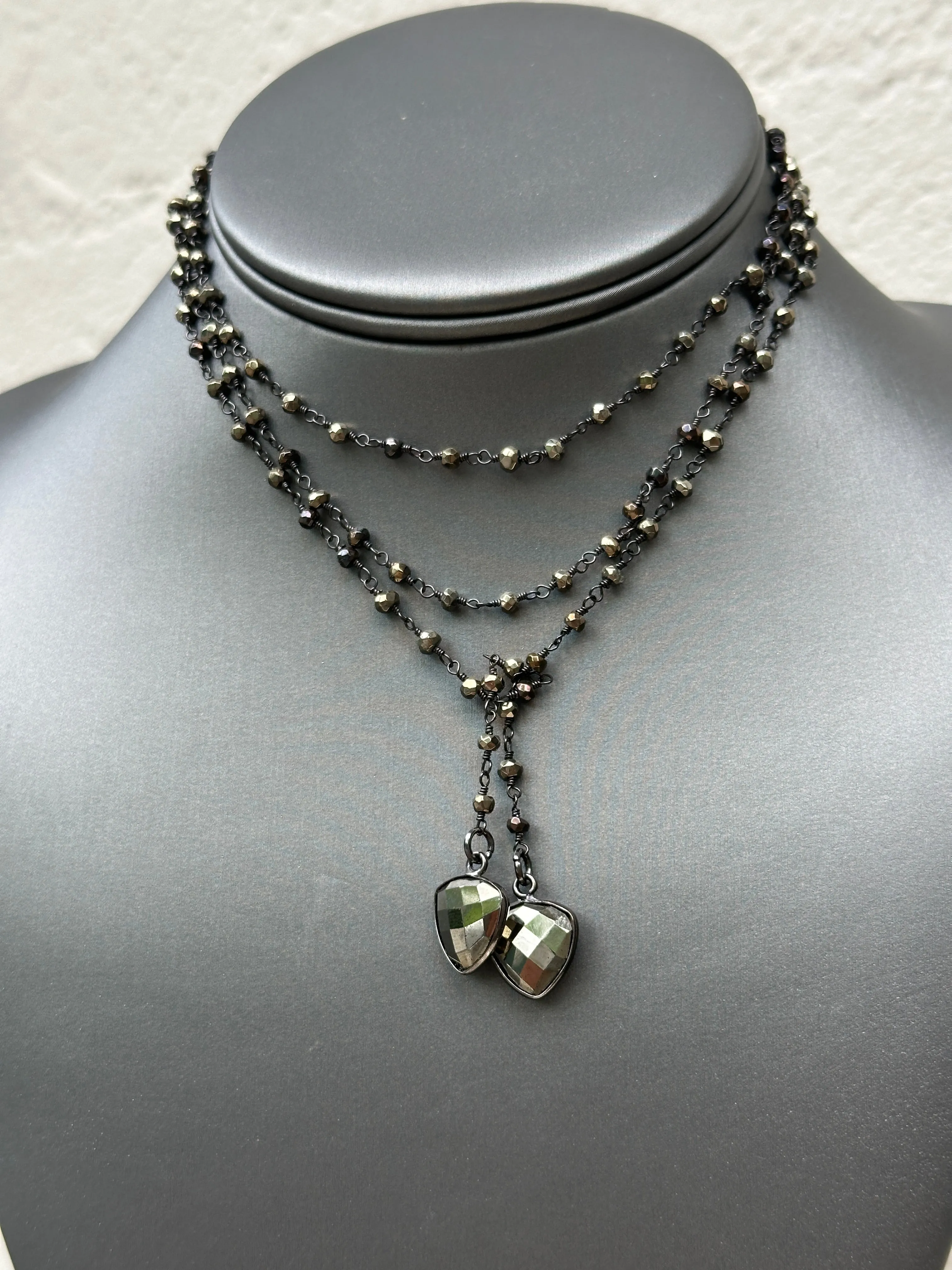 Pyrite Lariat Wrap Necklace