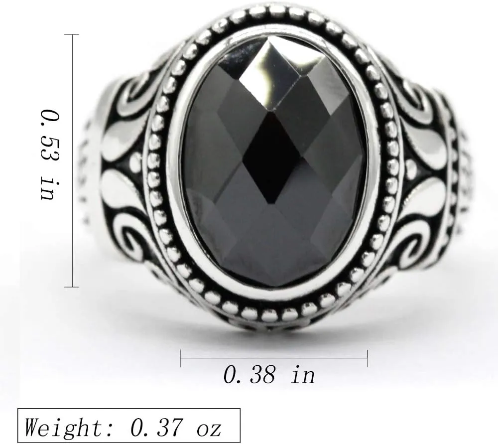 Qida Solid 925 Sterling Silver Black Zircon Men's Ring Simple Style Jewelry Trkiye Jewelry Natural Gems 8-12