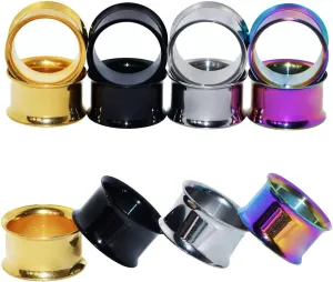 Qmcandy 18pcs or 8pcs 8g-5/8 in Organic Stone & Stainless Steel Mixed Ear Tunnels Stretching Plugs Piercing