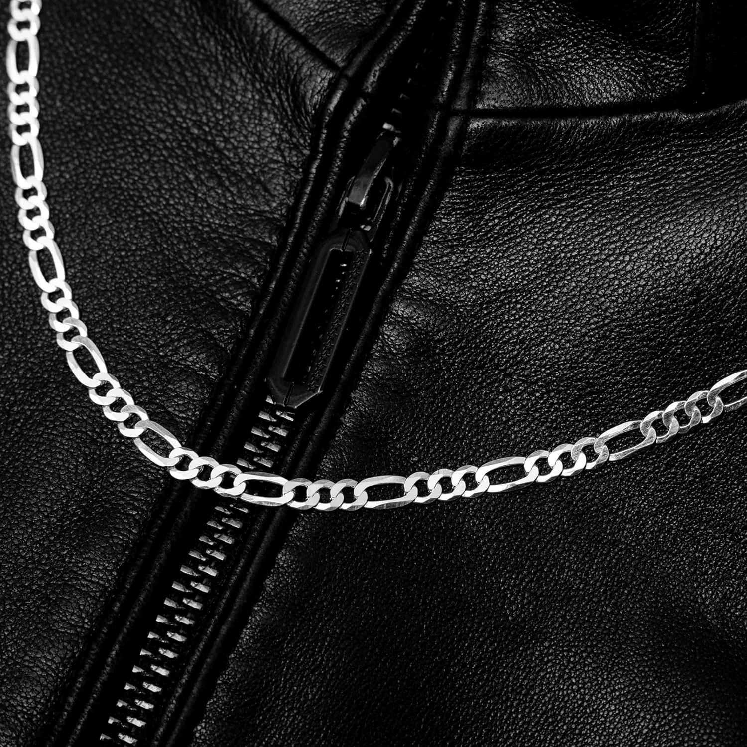 QUADRI Figaro Sterling Silver Chain for Men, 5mm Italian Link Necklace, 16-30 Inch, 925 Sterling Silver Diamond-Cut, Cadena de Plata 925 para Hombre, Made in Italy, Gift Box Included