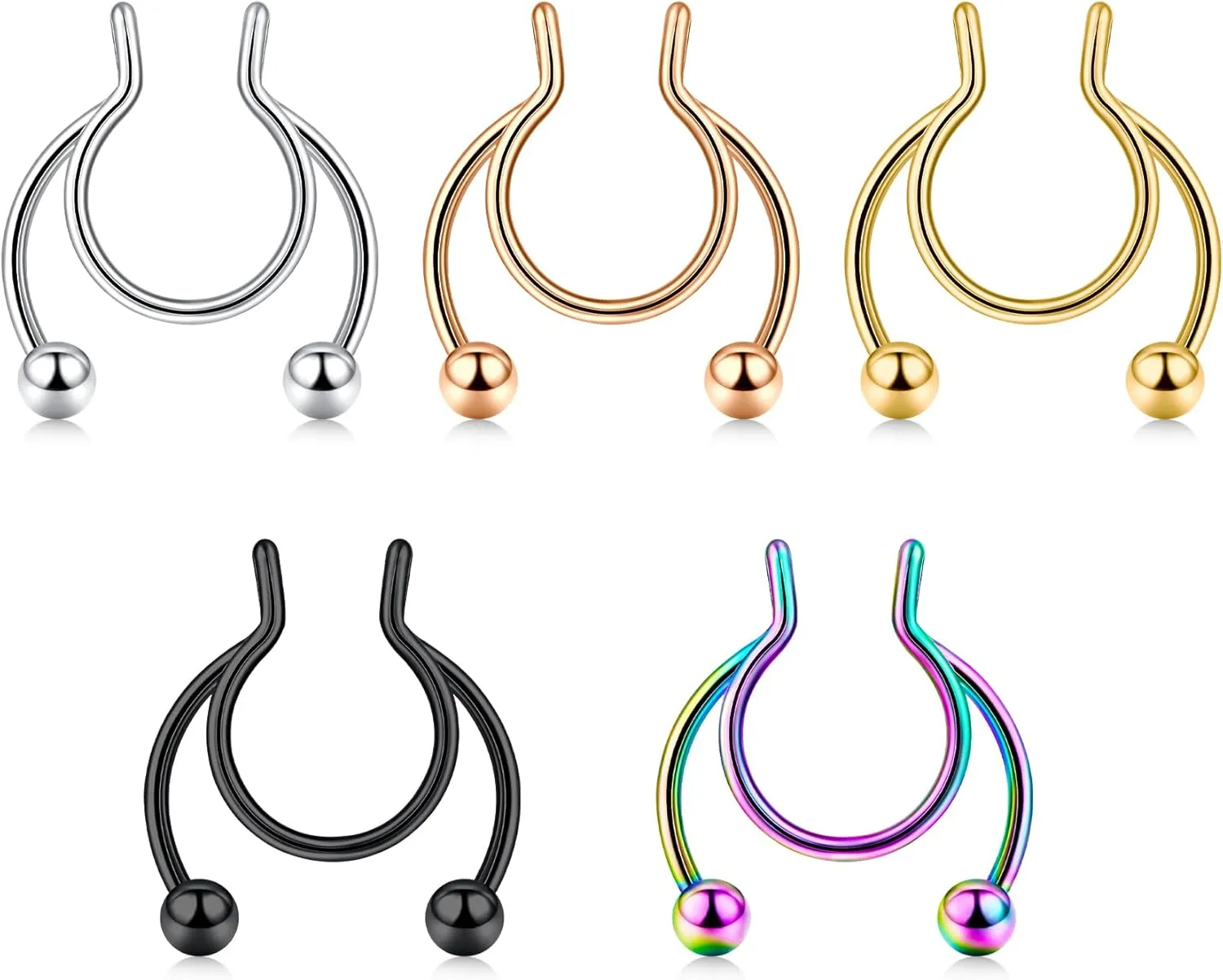 QWALIT Fake Septum Ring Fake Septum Piercing Faux Septum Nose Rings Fake Nose Ring Septum Fake Septum Nose Ring Clip On Septum Nose Ring Faux Septum Piercing Fake Septum Hoop Fake Septum Jewelry