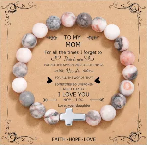 QWNHONEY Christian Gifts for Women Cross Beads Bracelet Catholic Religious Jewelry Mothers Day Birthday Christmas Gifts for Women Mother Daughter Sister Girlfriend Grandma Wife