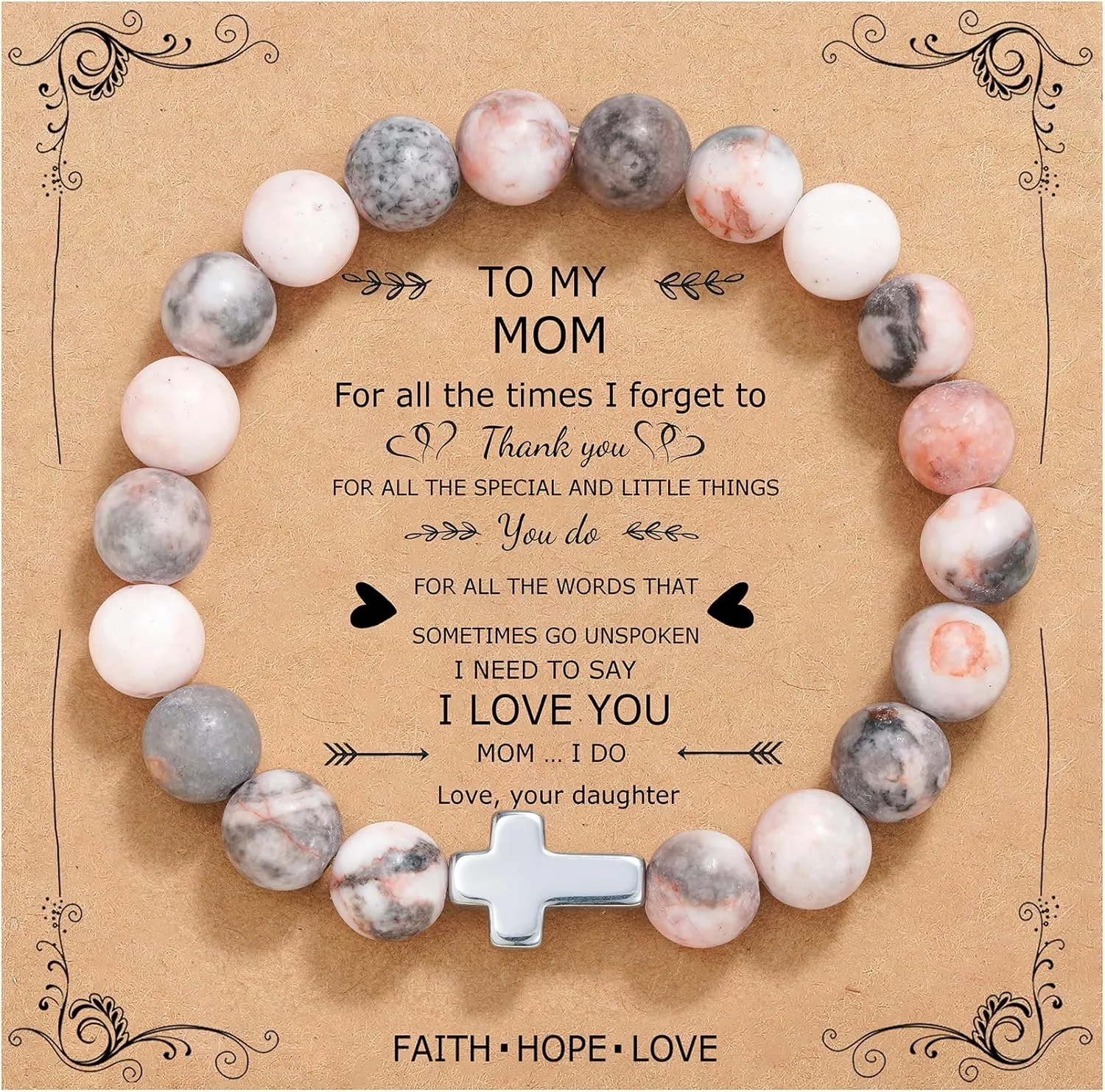 QWNHONEY Christian Gifts for Women Cross Beads Bracelet Catholic Religious Jewelry Mothers Day Birthday Christmas Gifts for Women Mother Daughter Sister Girlfriend Grandma Wife