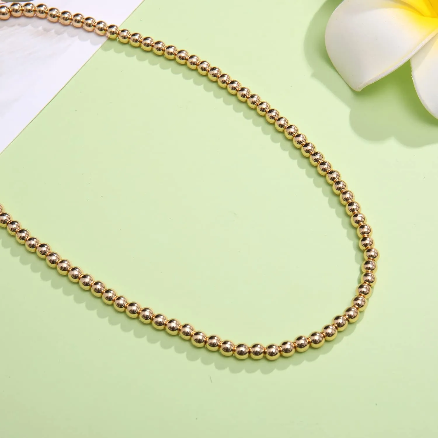 Rainbow Surfer Heishi Necklace for Women Stackable Ball Beaded Choker Necklace Layered Paperclip Link Chain Necklaces Summer Beach Jewelry Set