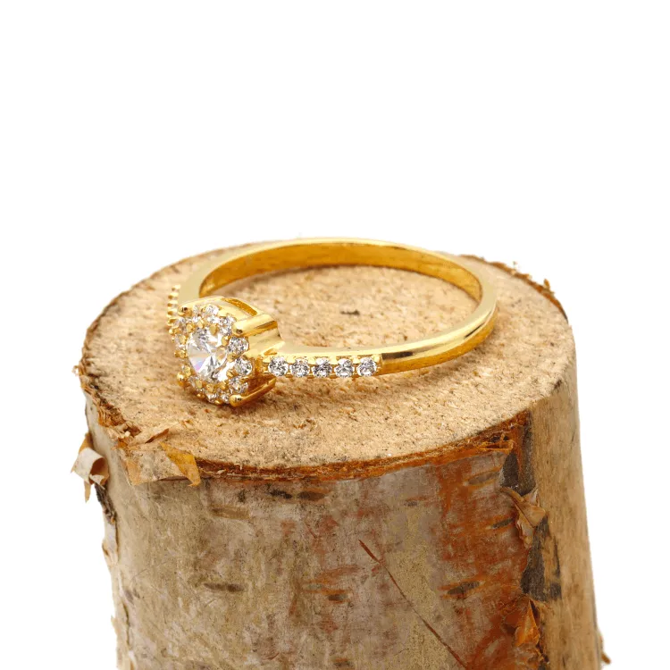 Real Gold Exquisite Luxury Solitaire Stone Ring with Regal Design 0377 (SIZE 7) R2532