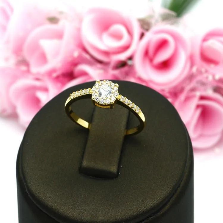Real Gold Exquisite Luxury Solitaire Stone Ring with Regal Design 0377 (SIZE 7) R2532