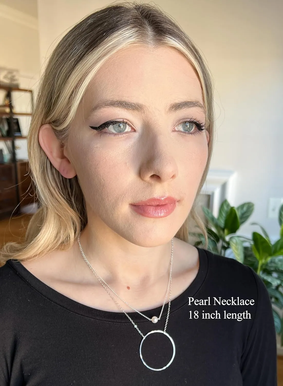 Real Pearl Necklace, Freshwater Cultured White Pearl Necklace, Handmade Single Pearl Necklaces, Layered Layering Bridal Bridesmaid One Pearl Necklace (18, Sterling Silver)