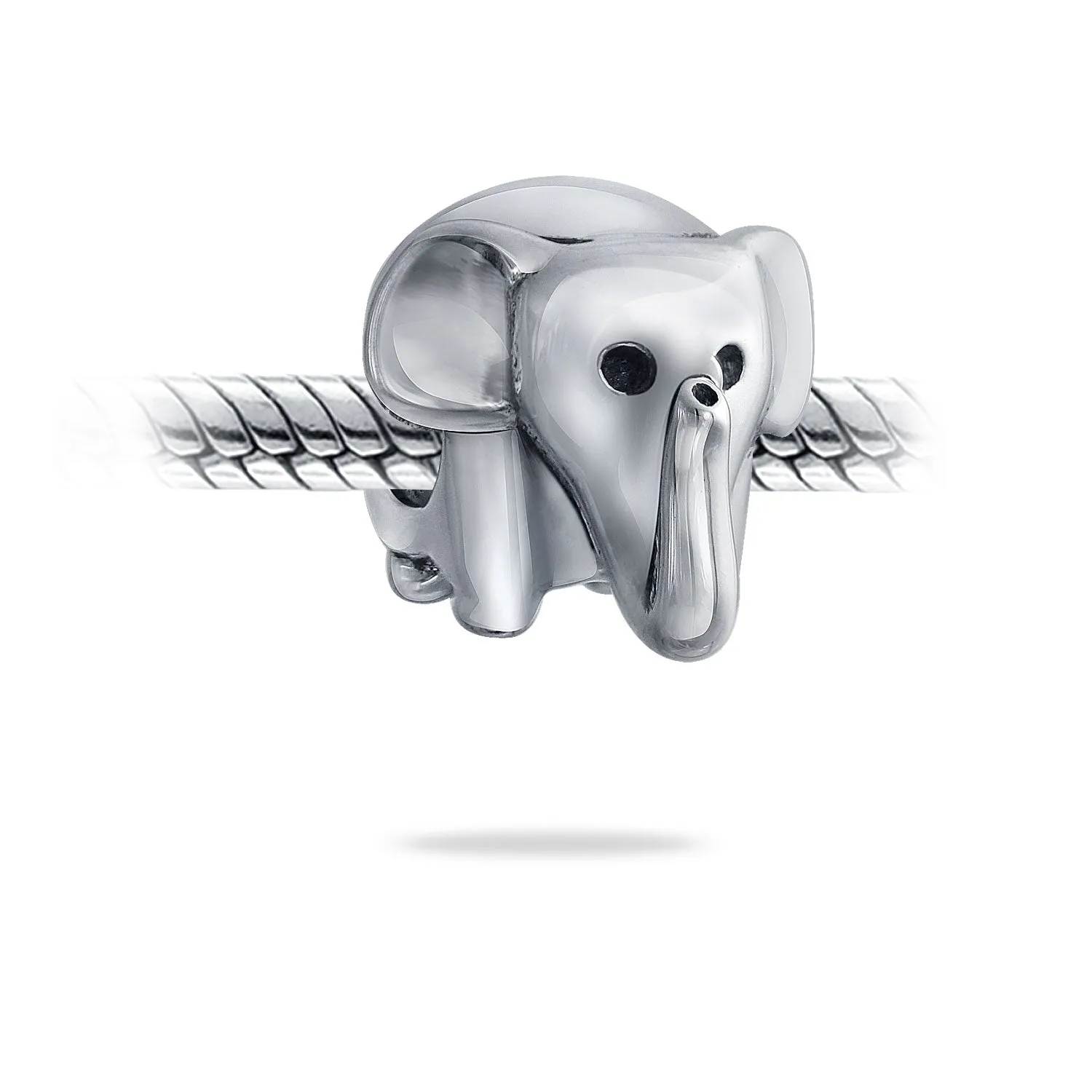 Red Heart Elephant Charm Bead in Sterling Silver for European Bracelets
