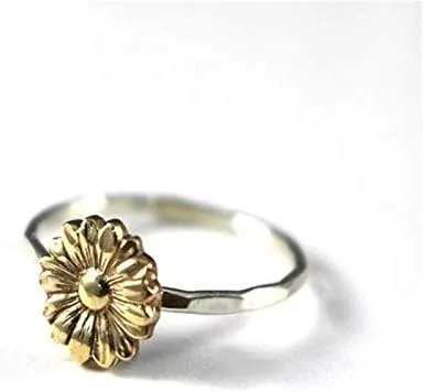 Retro Sunflower Ring 925Silver Delicate Sunflower Ring Bride Wedding Gifts JewelryPetal Ring Womens