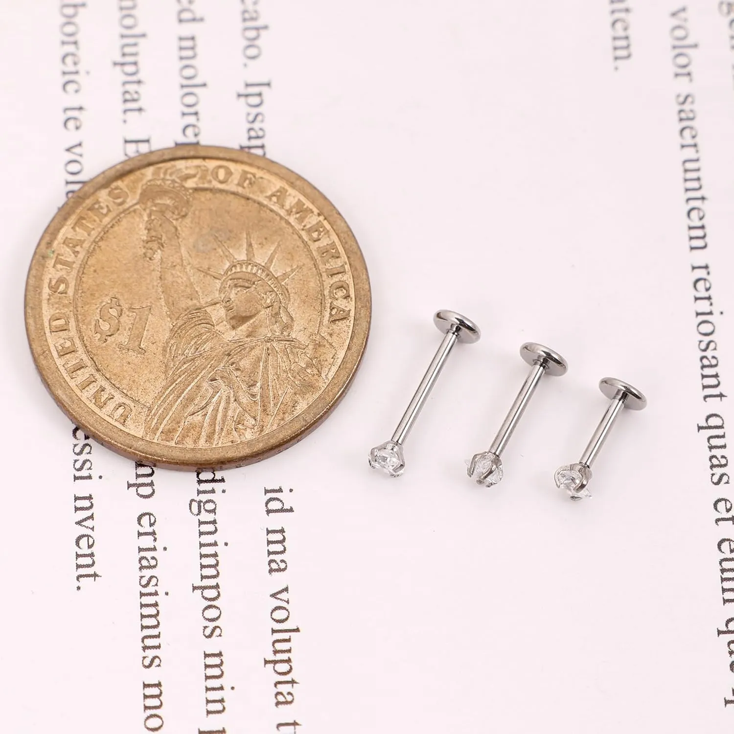 REVOLIA 16G/18G 3Pcs G23 Solid Titanium Internally Threaded Labret Lip Studs for Women Men Clear CZ Medusa Monroe Rings Cartilage Tragus Helix Conch Earrings