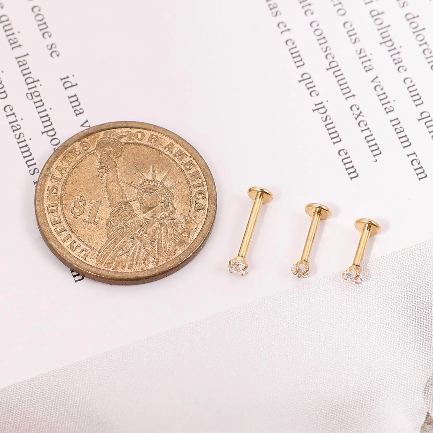 REVOLIA 16G/18G 3Pcs G23 Solid Titanium Internally Threaded Labret Lip Studs for Women Men Clear CZ Medusa Monroe Rings Cartilage Tragus Helix Conch Earrings
