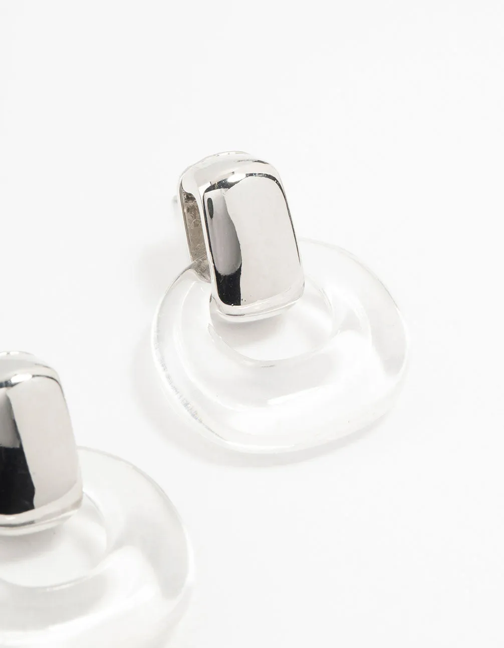 Rhodium Acrylic Stud Earrings