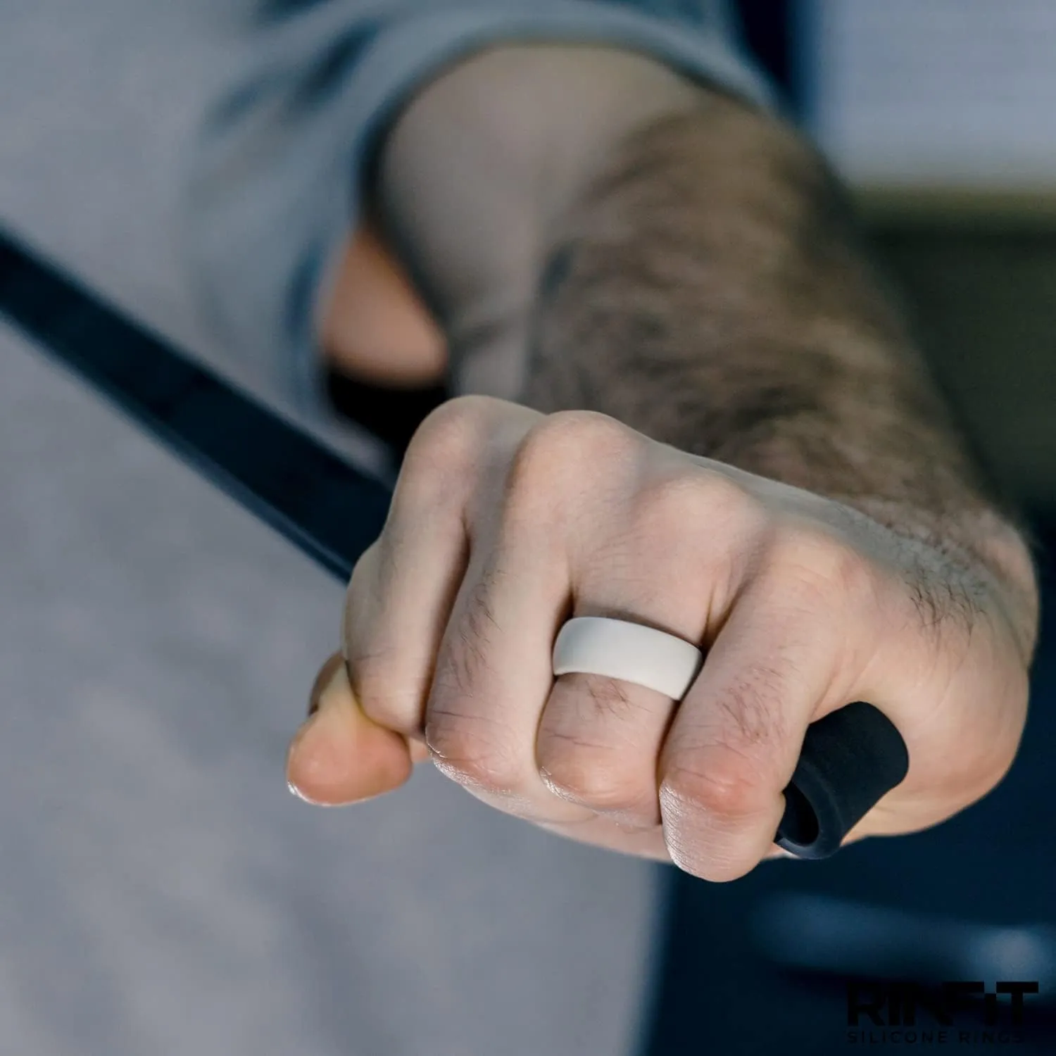 Rinfit Silicone Rings for Men 9mm Wide, 2mm Thick - Mens Silicone Wedding Bands - Step Edge, Rubber Ring for Sports & Workout - Patented Design
