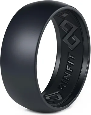 Rinfit Silicone Rings for Men 9mm Wide, 2mm Thick - Mens Silicone Wedding Bands - Step Edge, Rubber Ring for Sports & Workout - Patented Design