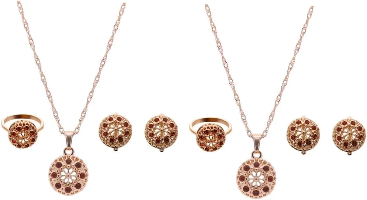 Ring Imitation Pearl Necklace Crystal Jewelry Kit Red Crimson Jewelry