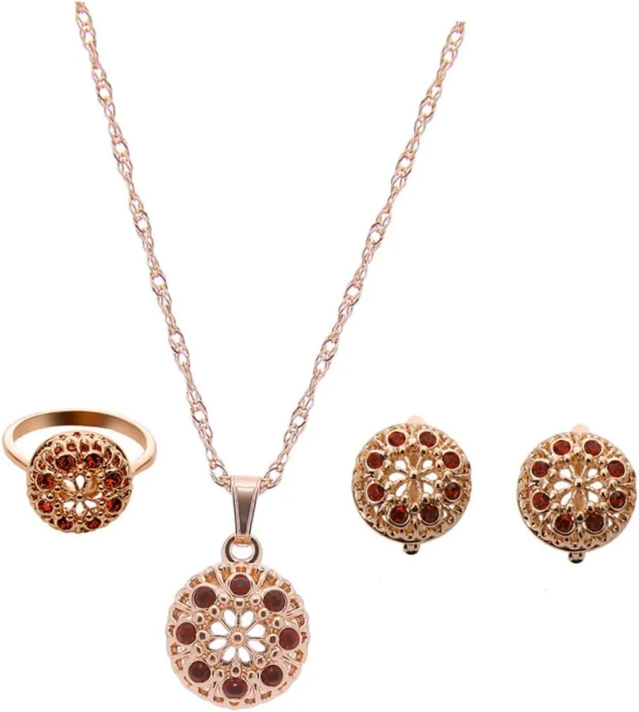 Ring Imitation Pearl Necklace Crystal Jewelry Kit Red Crimson Jewelry