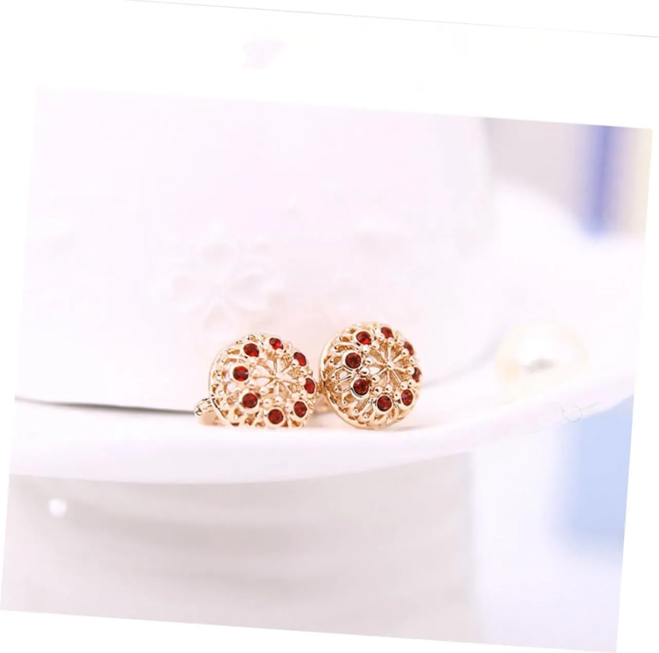 Ring Imitation Pearl Necklace Crystal Jewelry Kit Red Crimson Jewelry