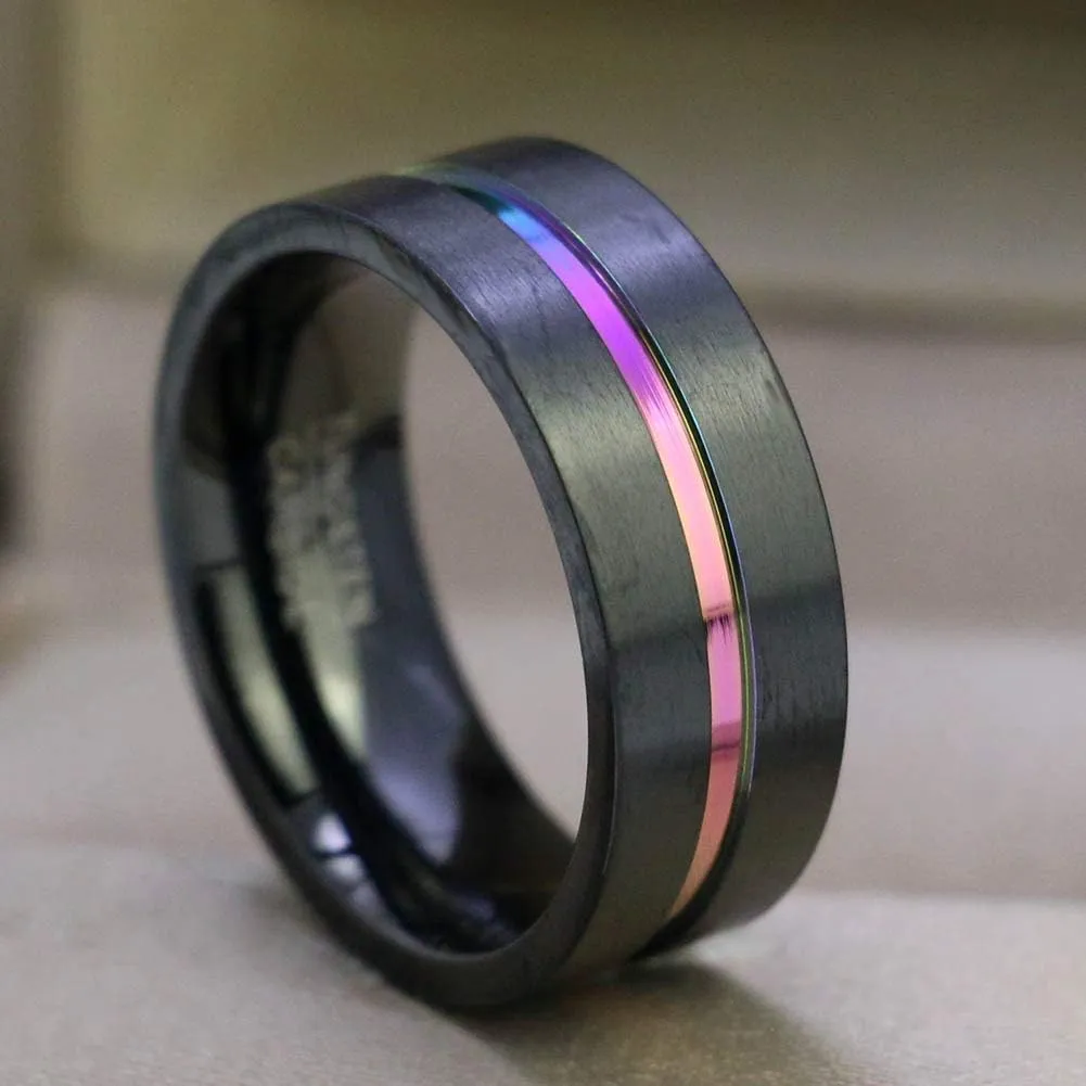 ringheart Couple Rings Black Gold Filled Heart Cut Purple Cz Womens Wedding Ring Sets Claddagh Ring Man Tungsten Wedding BandPlease Buy 2 Rings for 1 Pair