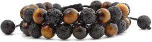Rockyu Bracelet for Men Stylish Volcanic Stone Black Braided Bracelet Prayer Bracelet Fashion Accessory Volcanic Stone Volcanic Stone