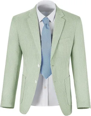 ROZU Boys Seersucker Blazer Lightweight Breathable Jacket Casual Stylish Summer Sport Coat for Wedding Travel